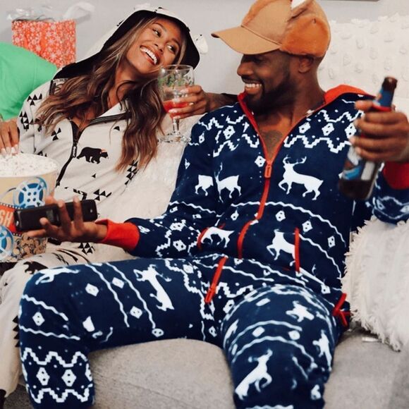 MEN'S BLUE REINDEER JUMPSUIT. Size L - Picture 13 of 15